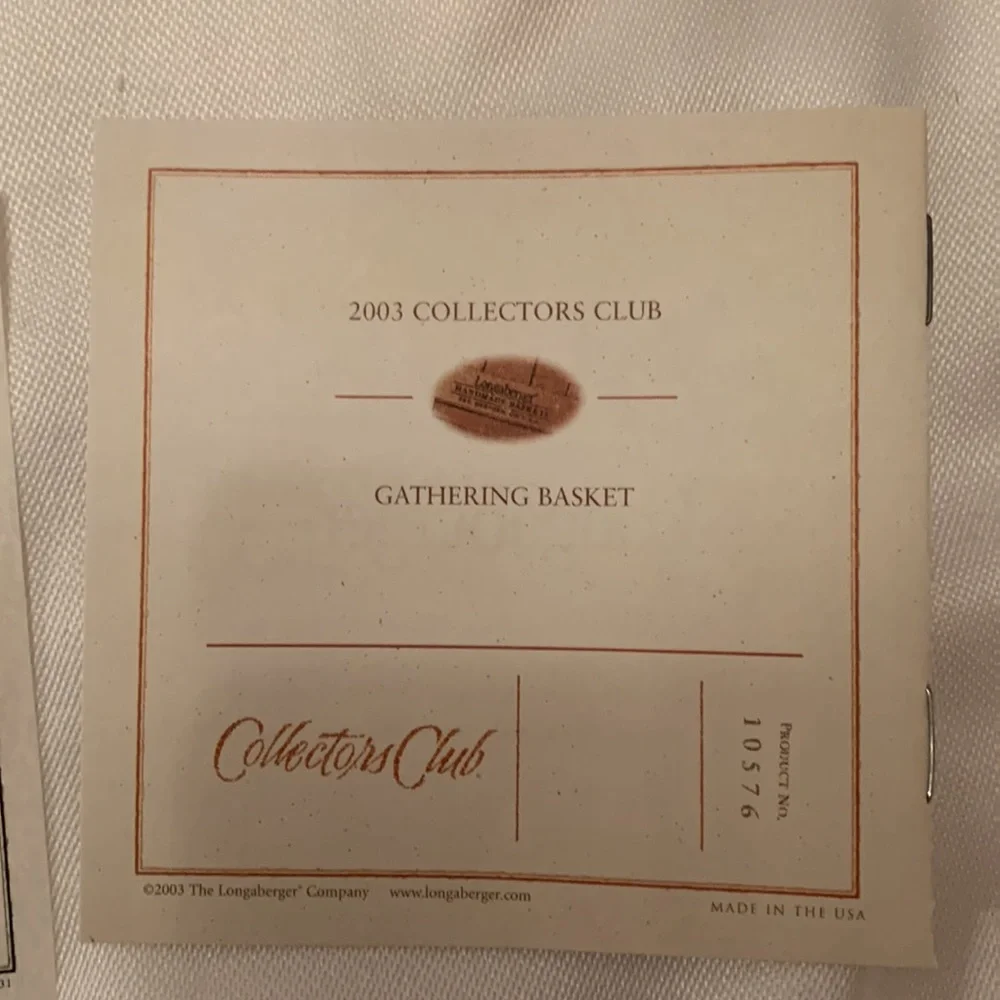 Longaberger 2003 Collector’s Club Gathering Basket Set
